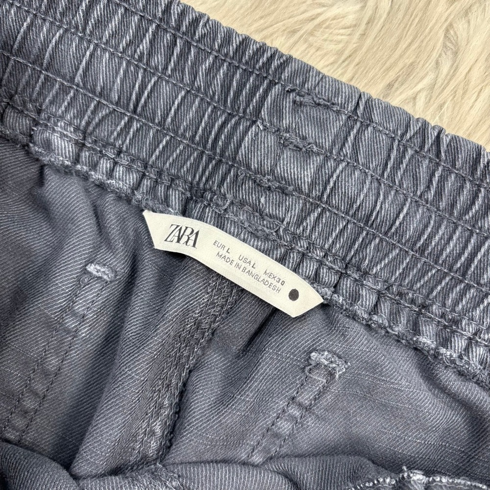 Zara Women's US L Gray Pull On Twill Ankle Pants Elastic Waist Cool Girl Casual - Picture 3 of 6
